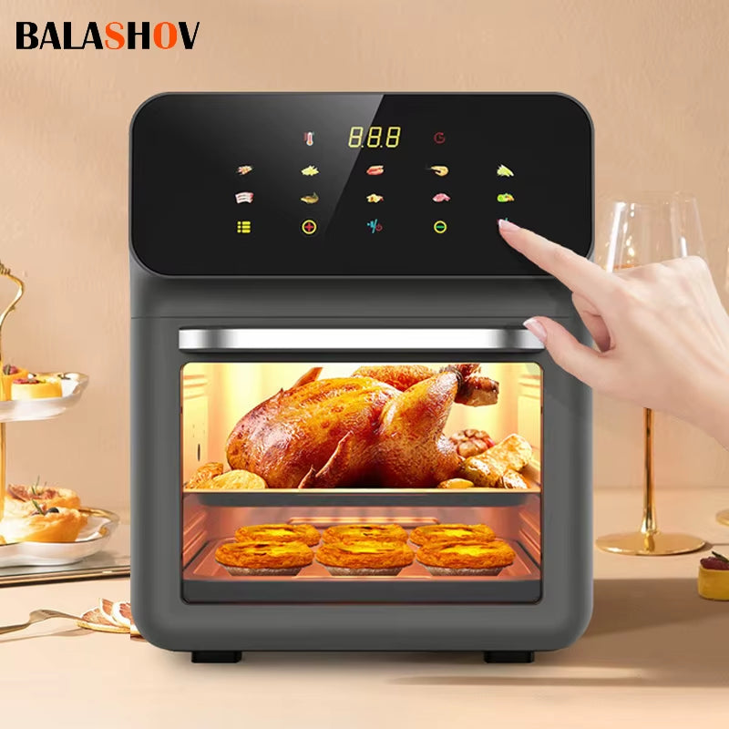 10L Large Capacity Electric Air Fryers Oil-Free Automatic Household Kitchen 360°Baking Convection Oven Deep Fryer without Oil